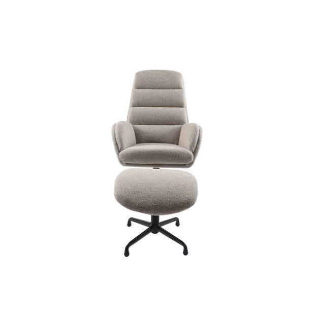 Stein relaxfauteuil & voetbank set - bouclé taupe