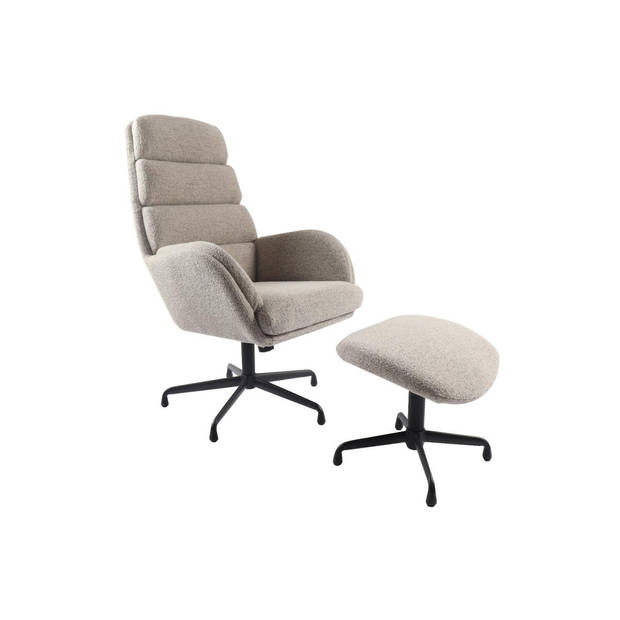 Stein relaxfauteuil & voetbank set - bouclé taupe