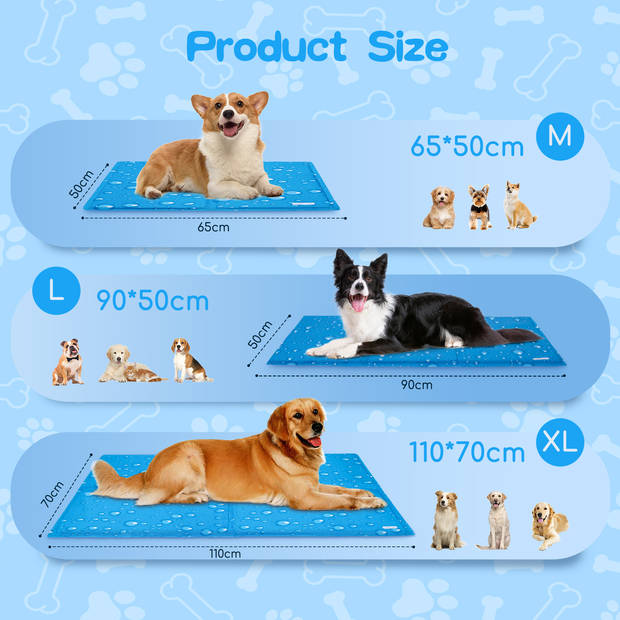 Nobleza B4R3R - Koelmat voor honden en katten - Koeling mat voor huisdieren - 70x110 cm - Blauw
