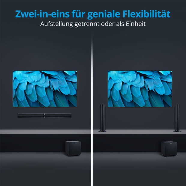 LIFE® P61450 2.1 soundbar perfecte aanvulling op de TV 2-in1 - flexibele plaatsing …