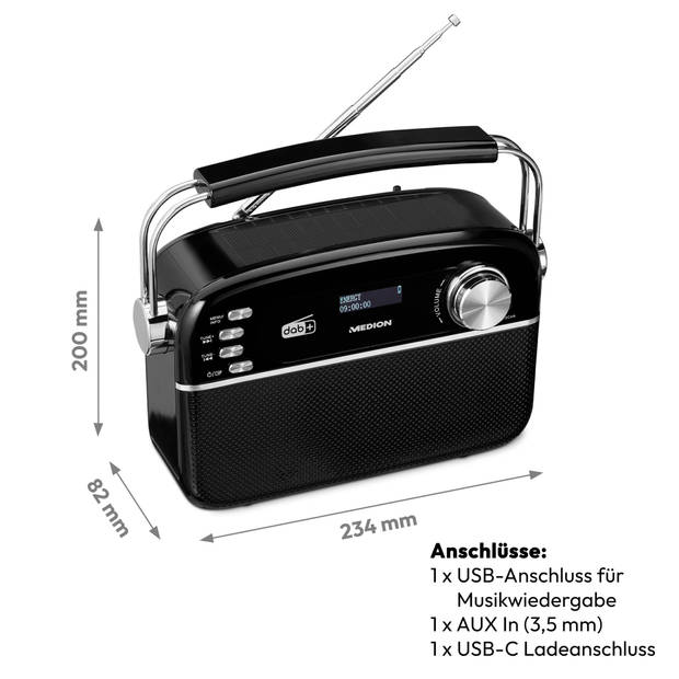 LIFE® E66809 Retro radio DAB+/PLL FM-radio elk 30 voorkeuzezenders Bluetooth® 5.3 …