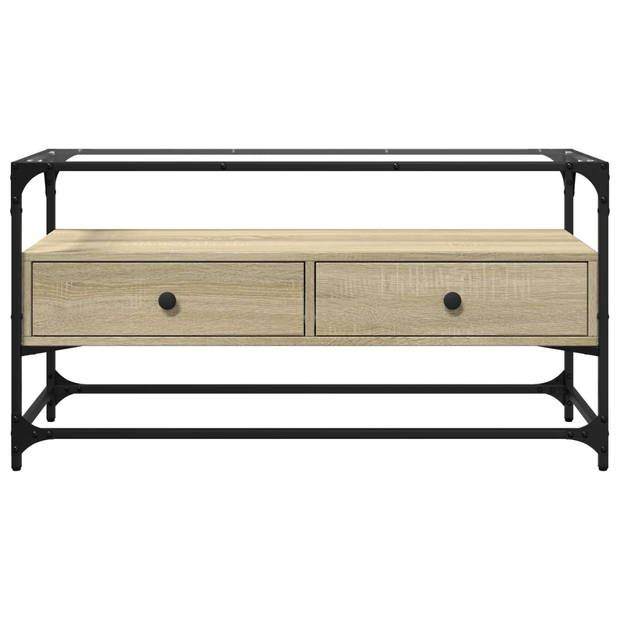 vidaXL Tv-meubel met glazen blad 98x35x51 cm bewerkt hout sonoma eiken