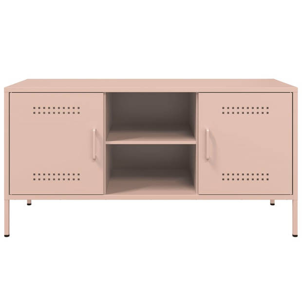 vidaXL Tv-meubel 100,5x39x50,5 cm staal roze