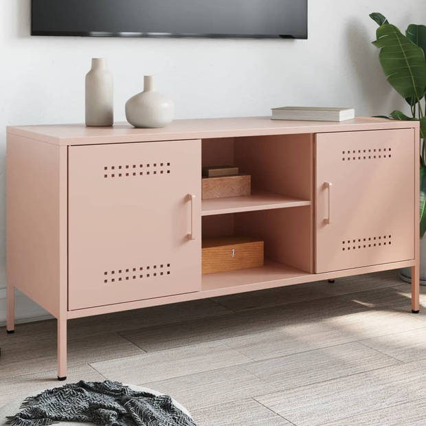 vidaXL Tv-meubel 100,5x39x50,5 cm staal roze