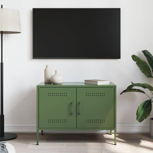 vidaXL Tv-meubel 68x39x50,5 cm staal olijfgroen