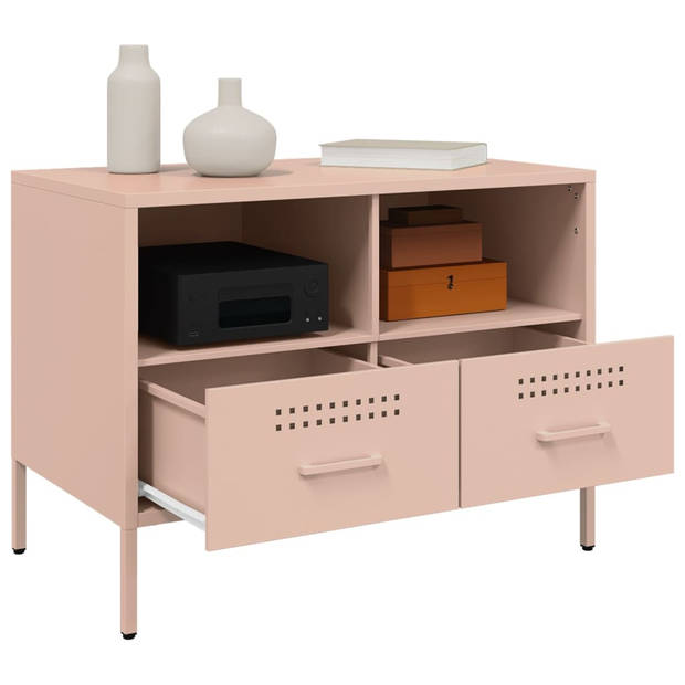 vidaXL Tv-meubel 68x39x50,5 cm koudgewalst staal roze