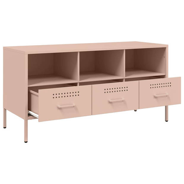vidaXL Tv-meubel 100,5x39x50,5 cm koudgewalst staal roze