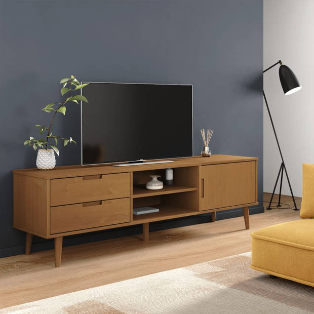 vidaXL Tv-meubel MOLDE 158x40x49 cm massief grenenhout bruin