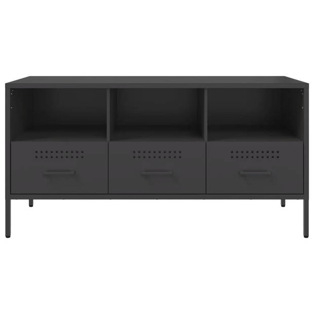 vidaXL Tv-meubel 100,5x39x50,5 cm staal zwart