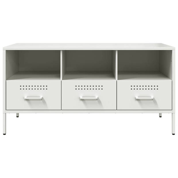 vidaXL Tv-meubel 100,5x39x50,5 cm koudgewalst staal wit