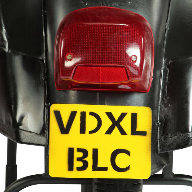 vidaXL Barkruk scooter echt leer en massief gerecycled hout zwart