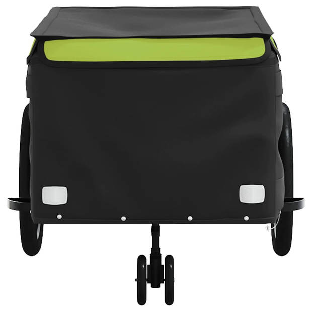 vidaXL Fietstrailer 45 kg ijzer zwart en groen