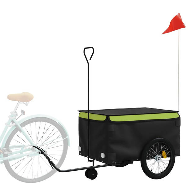 vidaXL Fietstrailer 45 kg ijzer zwart en groen