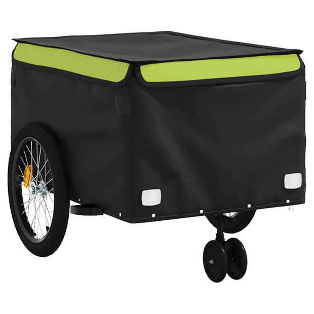 vidaXL Fietstrailer 45 kg ijzer zwart en groen