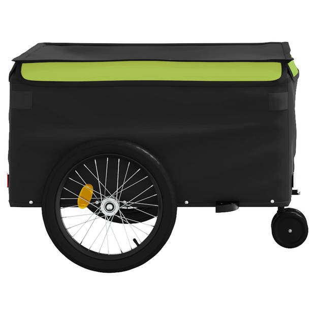 vidaXL Fietstrailer 45 kg ijzer zwart en groen