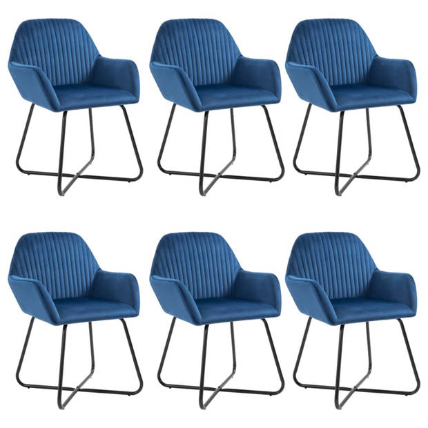 vidaXL Eetkamerstoelen 6 st fluweel blauw