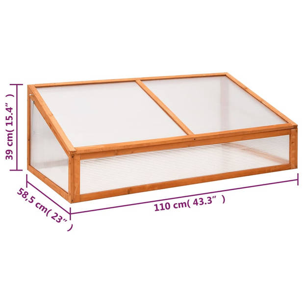 vidaXL Broeikas 110x58,5x39 cm vurenhout oranje