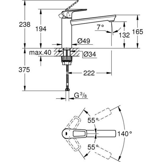 GROHE Eengreeps keukenmengkraan BauLoop 31706000