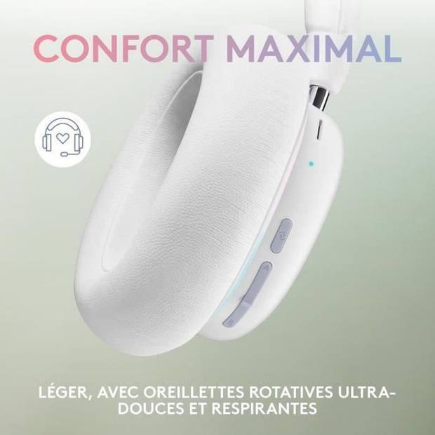 Logitech G - Gaming Headset - draadloos - G735 LIGHTSPEED RGB, Bluetooth, afneembare microfoon - White Mist
