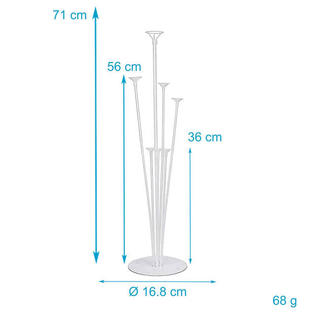 Intirilife transparante ballonstandaard voor 7 ballonnen - 70 cm - houder, standaard voor luchtballonnen