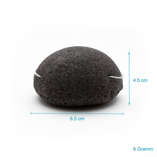 Intirilife konjac spons in zwart - 6,5 cm diameter - 4,5 cm hoogte - gezichtsreiniging