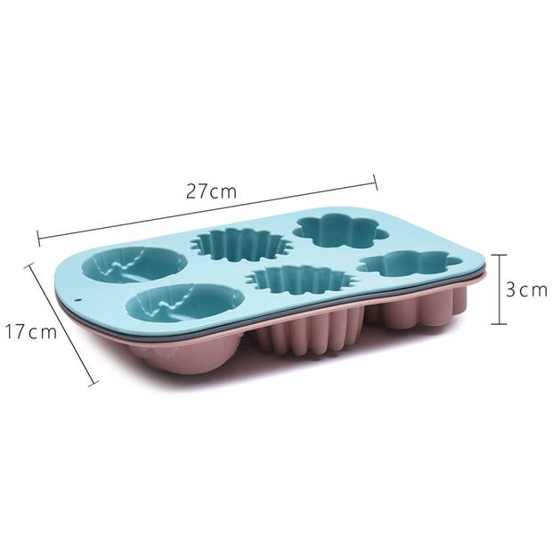 Oliva's - Bakvorm - Taartvorm - Cupcake vormpjes - Muffinvorm - Bloemen - Siliconen - 6 stuks