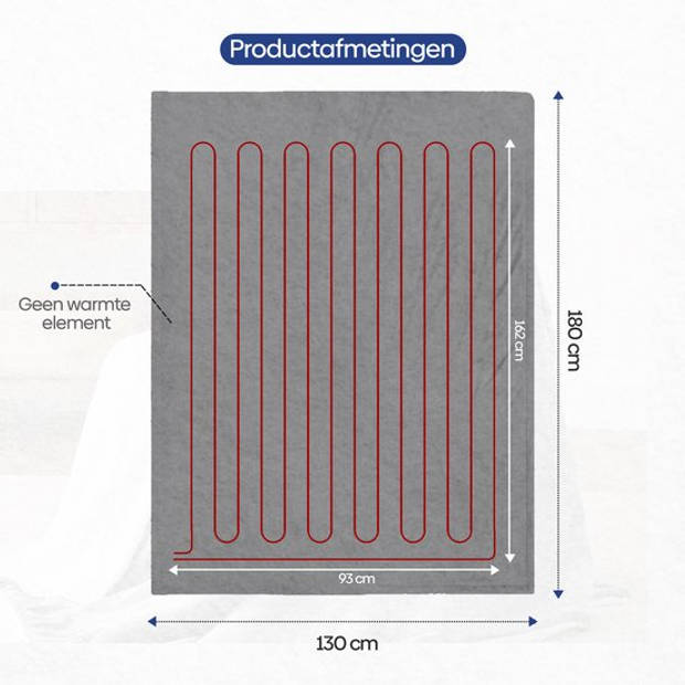 NIVADA Elektrische Warmtedeken - 180x130 cm - 9 Warmtestanden met Timer - Energiezuinig