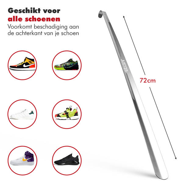 JUST23 Staande Schoenlepel Lang RVS 72 cm - Comfort en Gemak op 72 cm Hoogte