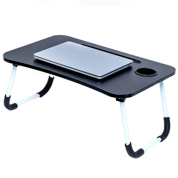 Intirilife uitklapbare laptoptafel in zwart met afmetingen van 60 x 40 x 28 cm - leestafel, ontbijtbord, boekenblad