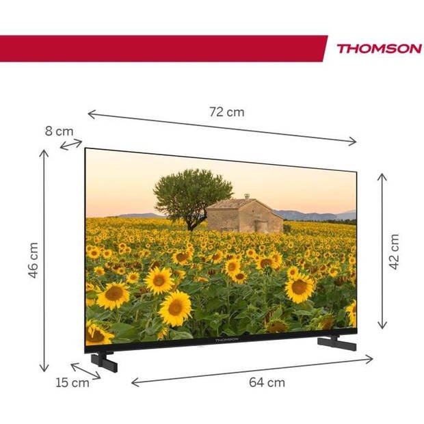thomson 32ha2s13c - led tv 32 (81 cm) - hd 1366x768 - 12v adapter - android smart tv - 2x hdmi 1.4