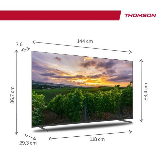 qled tv - thomson - 65qa2s13 - 65'' (164 cm) - 4k uhd 3840x2160 - hdr - android smart tv - 4xhdmi