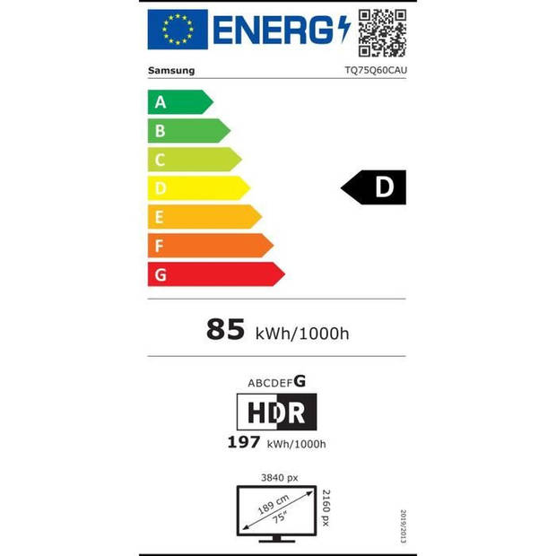 samsung 75q60b tv qled 4k uhd 75 (189 cm) smart tv 3 ports hdmi