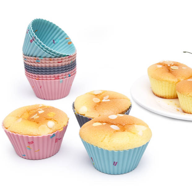 Oliva's - Bakvorm - Cupcake vormpjes - Muffinvorm - 4 kleuren - Siliconen - ø7cm - 16 stuks