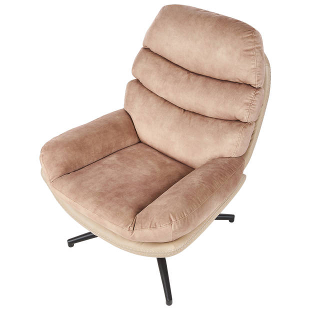 Beliani EIDE - Fauteuil-Beige-Fluweel