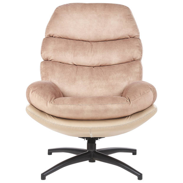 Beliani EIDE - Fauteuil-Beige-Fluweel