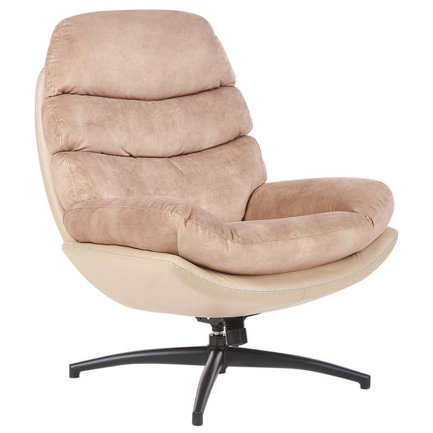 Beliani EIDE - Fauteuil-Beige-Fluweel