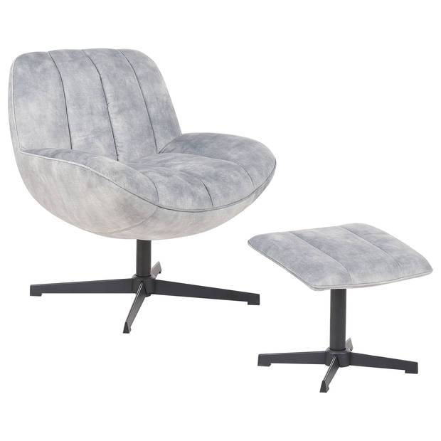 Beliani LIA - Fauteuil-Grijs-Fluweel