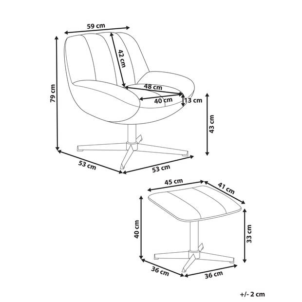 Beliani LIA - Fauteuil-Grijs-Fluweel