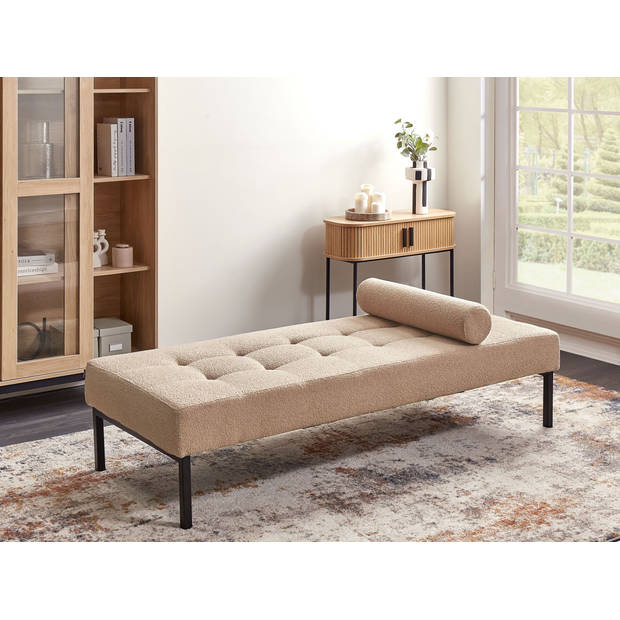 Beliani CHINON - Chaise longue-Beige-Bouclé