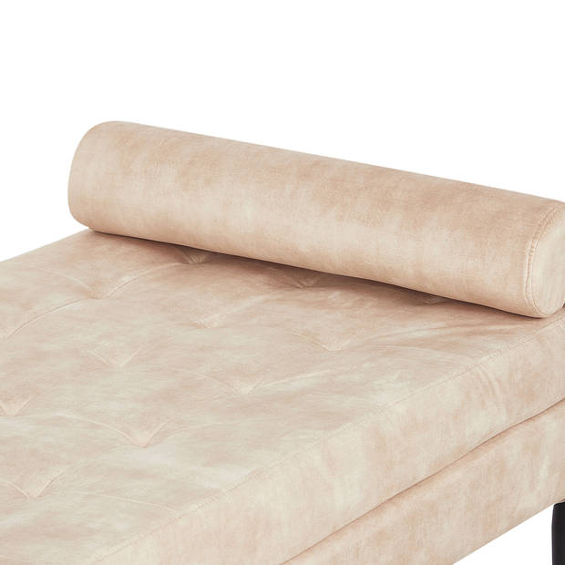 Beliani USSEL - Chaise longue-Beige-Fluweel