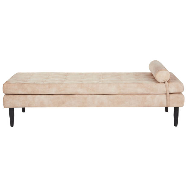 Beliani USSEL - Chaise longue-Beige-Fluweel