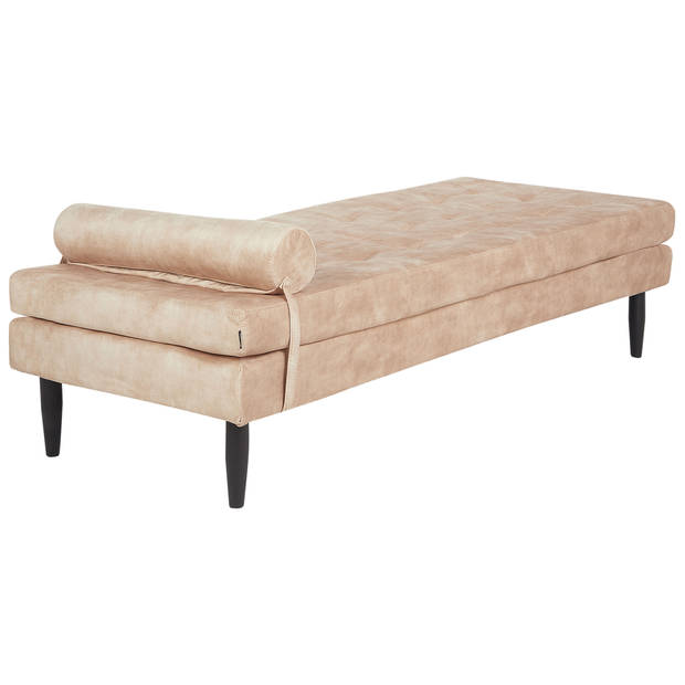 Beliani USSEL - Chaise longue-Beige-Fluweel