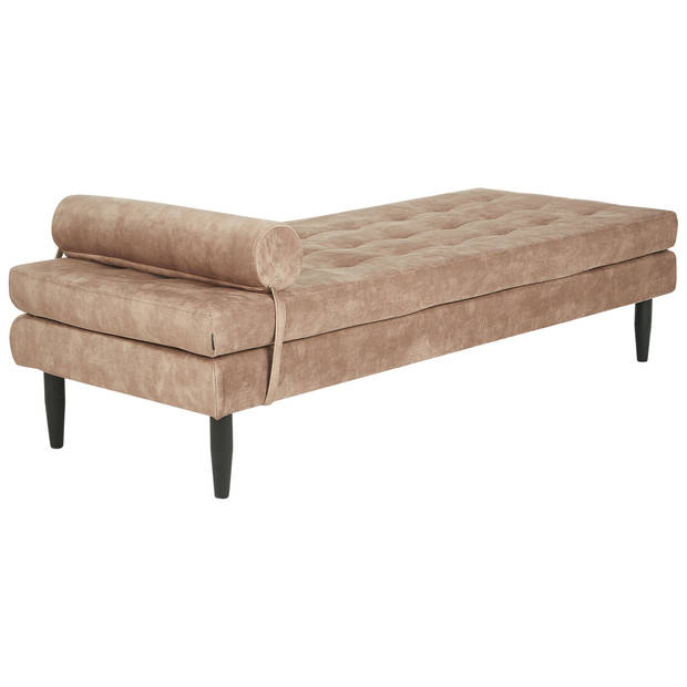 Beliani USSEL - Chaise longue-Beige-Fluweel