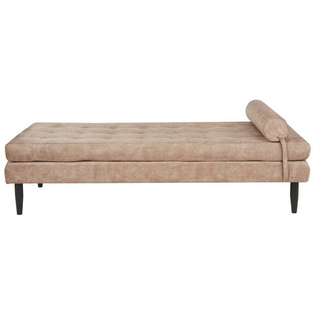 Beliani USSEL - Chaise longue-Beige-Fluweel