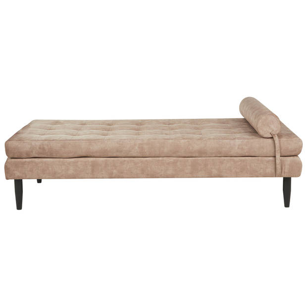 Beliani USSEL - Chaise longue-Beige-Fluweel