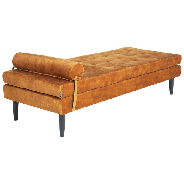 Beliani USSEL - Chaise longue-Geel-Fluweel