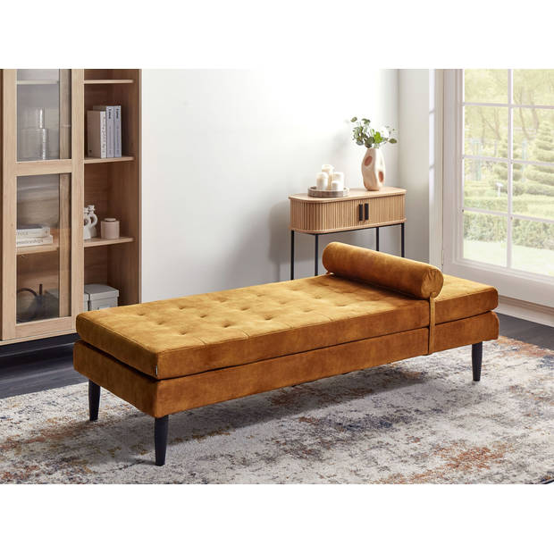 Beliani USSEL - Chaise longue-Geel-Fluweel