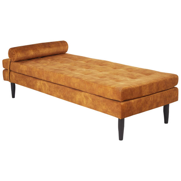 Beliani USSEL - Chaise longue-Geel-Fluweel