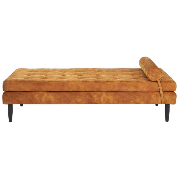 Beliani USSEL - Chaise longue-Geel-Fluweel