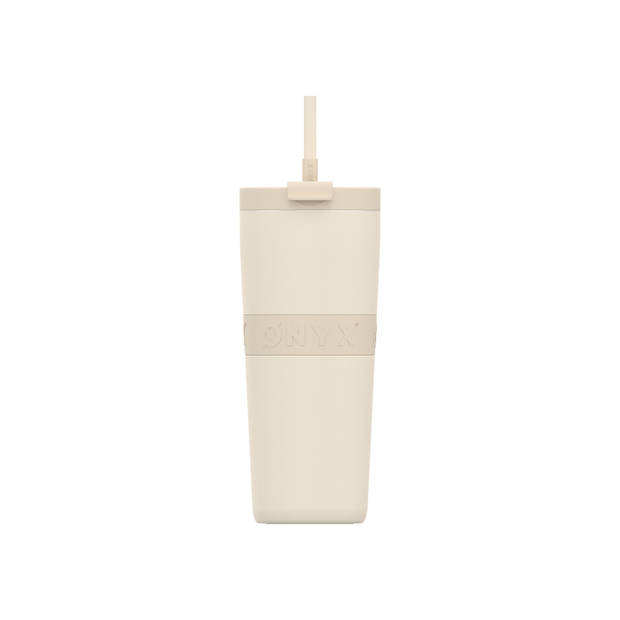 ONYX Drinkfles met Rietje 700ML - Waterfles voor Kinderen & Volwassenen - Thermosbeker Travel Mug - Beige